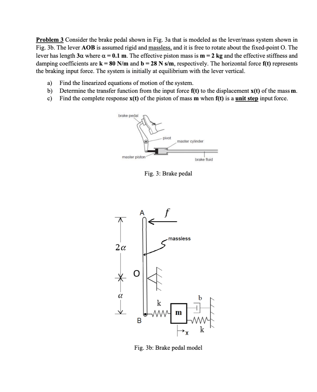 Solved Problem Consider The Brake Pedal Shown In Fig A Chegg