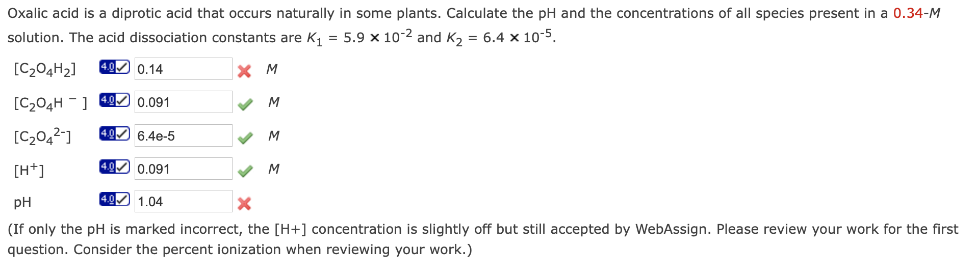 Solved Oxalic Acid Is A Diprotic Acid That Occurs Naturally Chegg