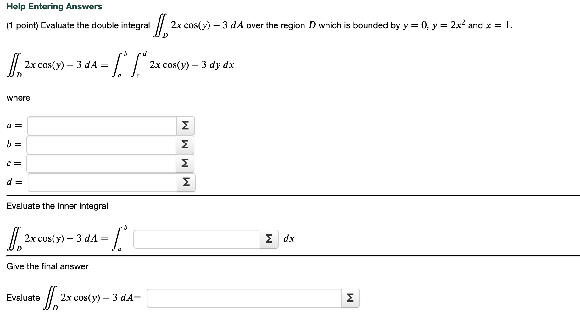 Solved Point Evaluate The Double Integral Chegg