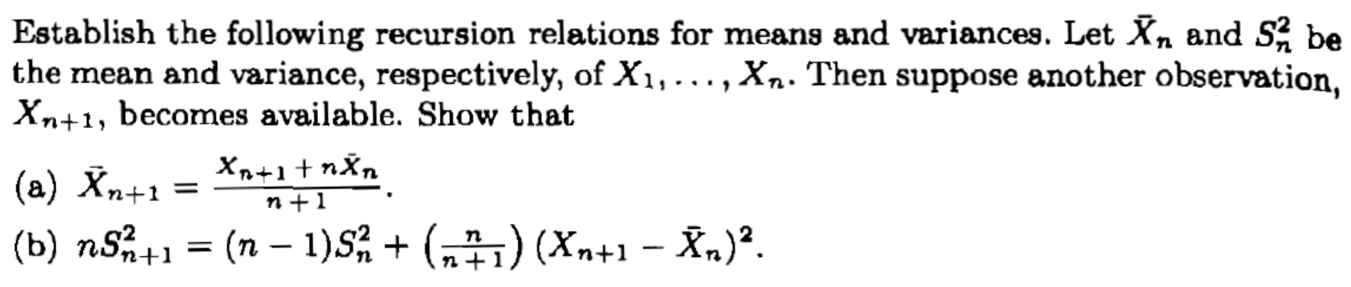 Solved Establish The Following Recursion Relations For Means Chegg