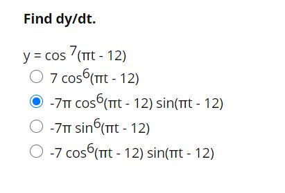 Solved Find Dy Dt Y Cos Ttt O Cos Tt O Chegg