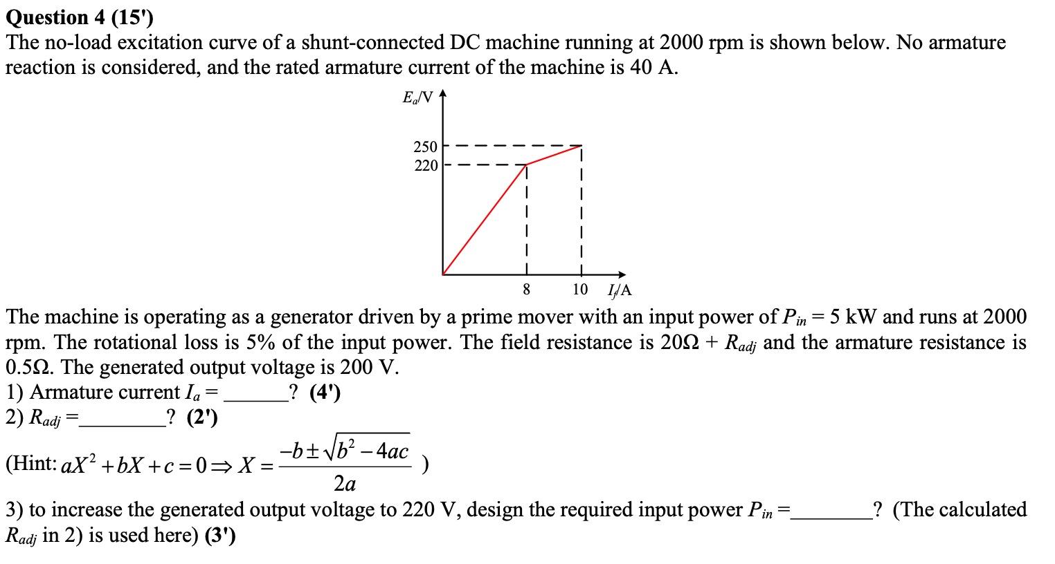 Solved Question The No Load Excitation Curve Of A Chegg