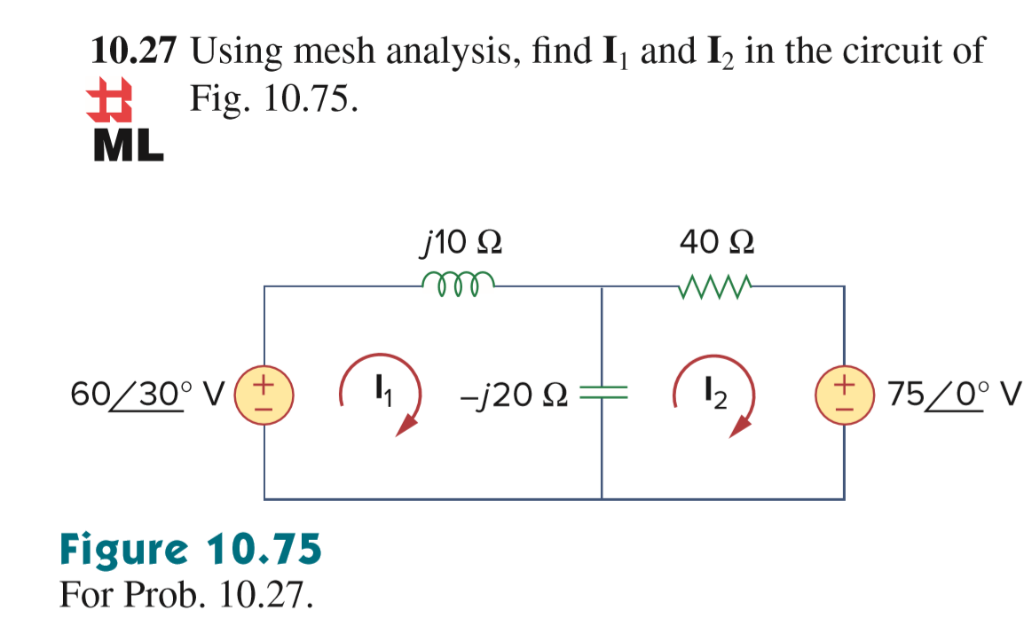 Solved 10 27 Using Mesh Analysis Find I And I2 In The Chegg