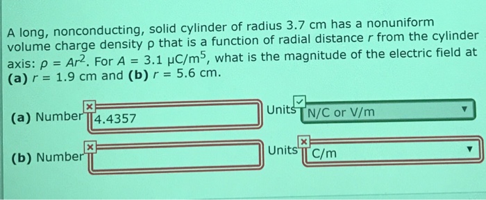 Solved A Long Nonconducting Solid Cylinder Of Radius Chegg