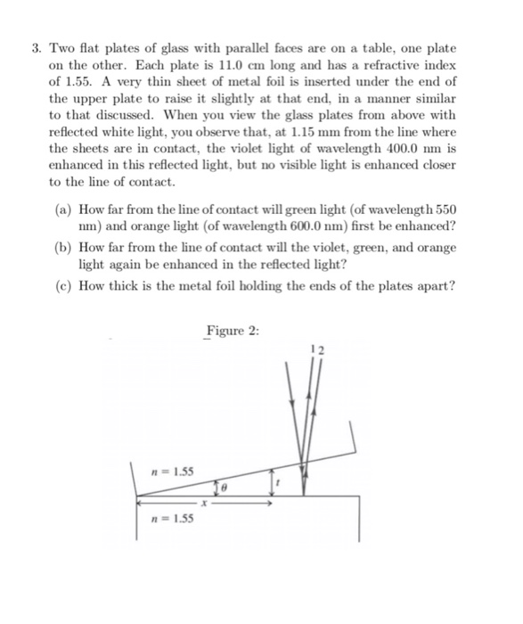 Solved 3 Two Flat Plates Of Glass With Parallel Faces Are Chegg