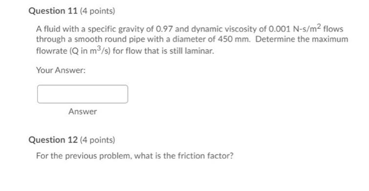 Solved Question Points A Fluid With A Specific Chegg