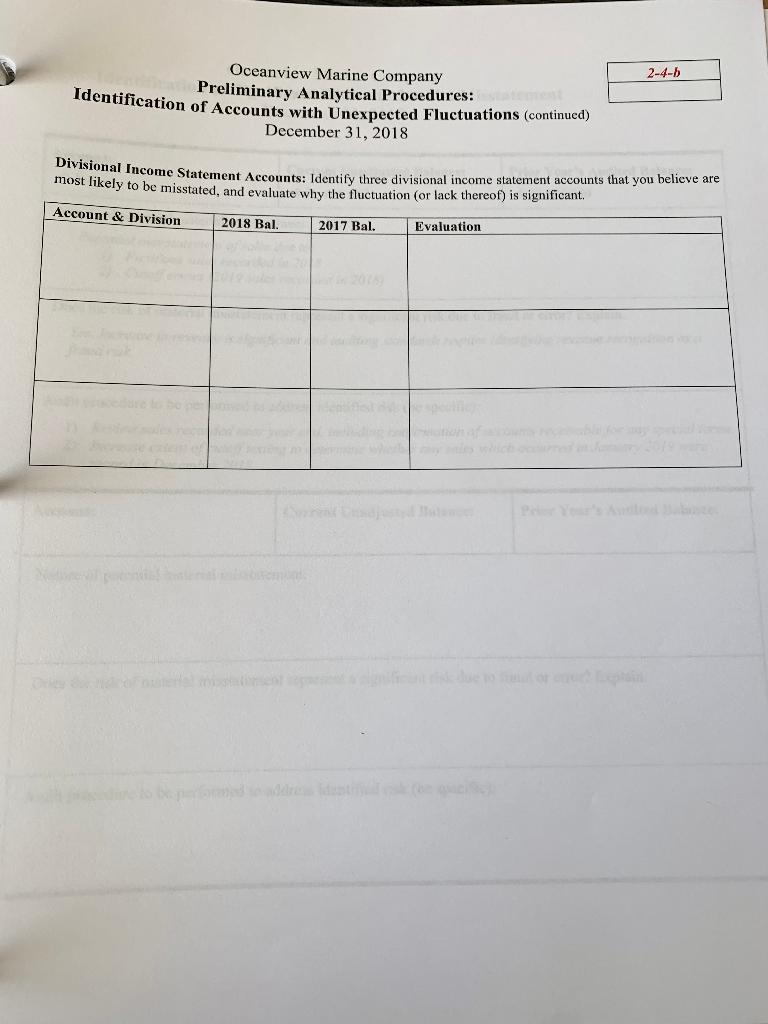 2 4 A Oceanview Marine Company Preliminary Analytical Chegg