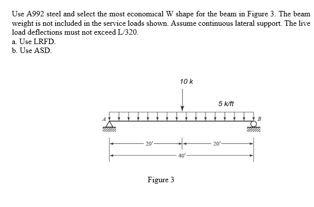 Solved Use A992 Steel And Select The Most Economical W Shape Chegg