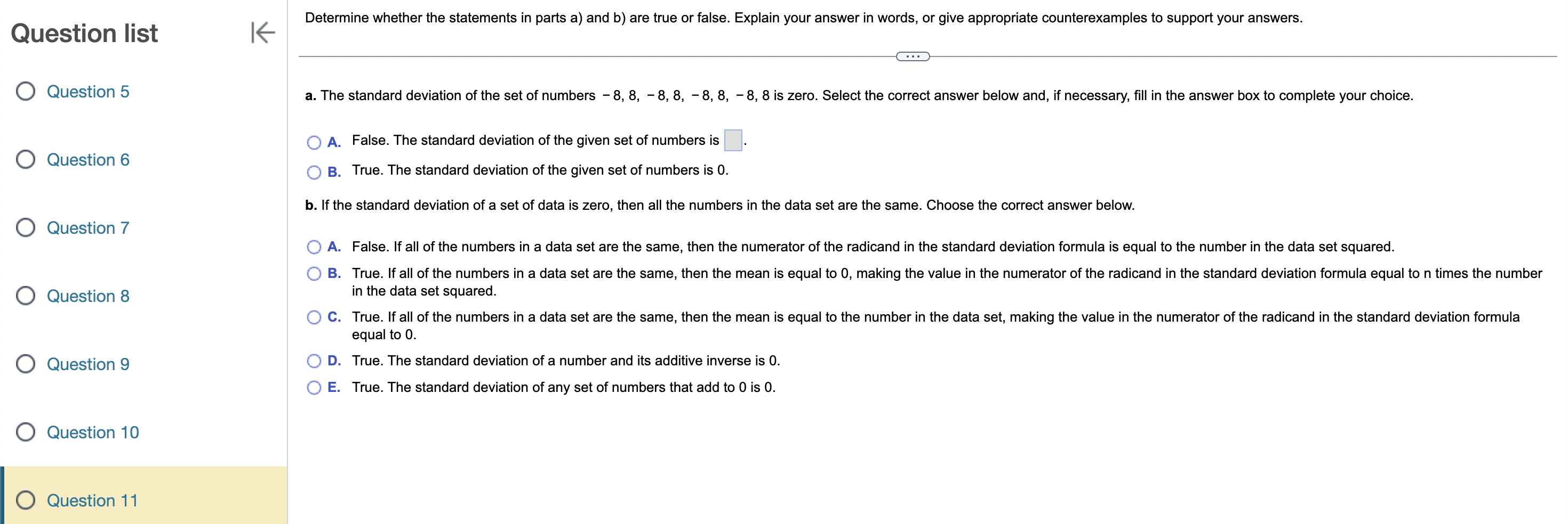 Solved Question List Determine Whether The Statements In Chegg