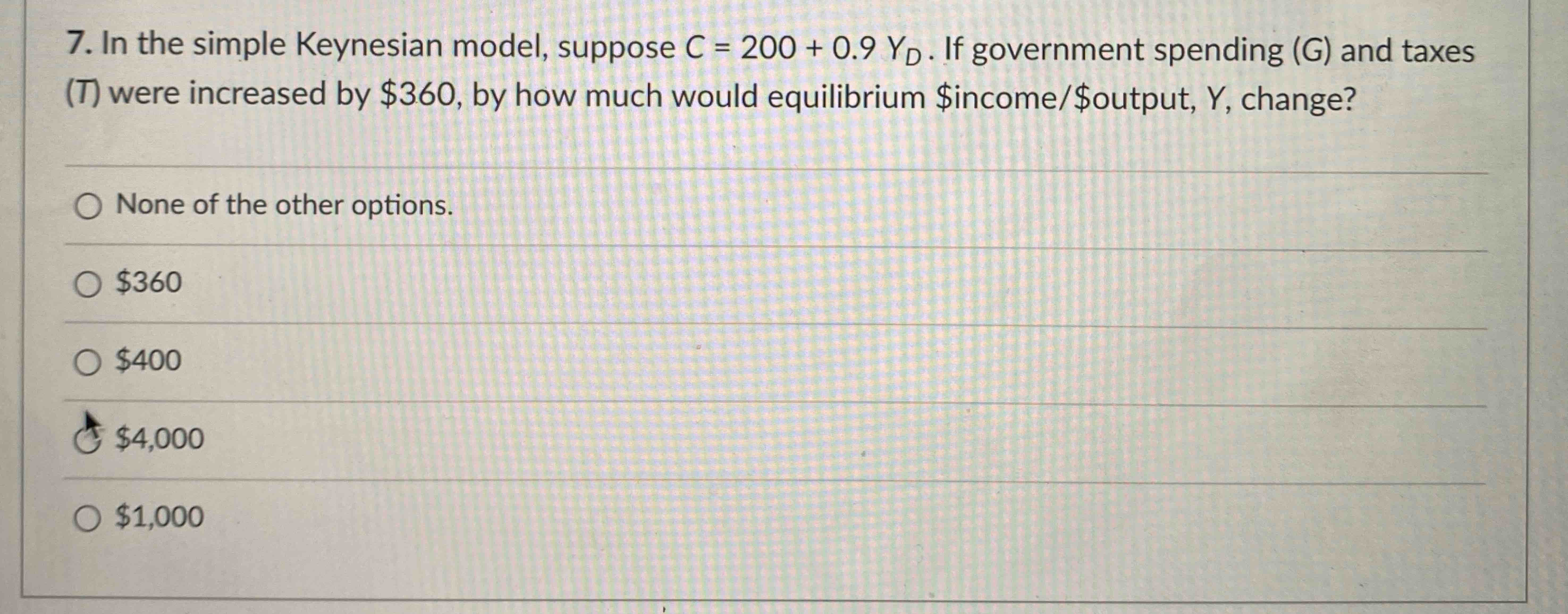 Solved In The Simple Keynesian Model Suppose C 200 0 9YD Chegg