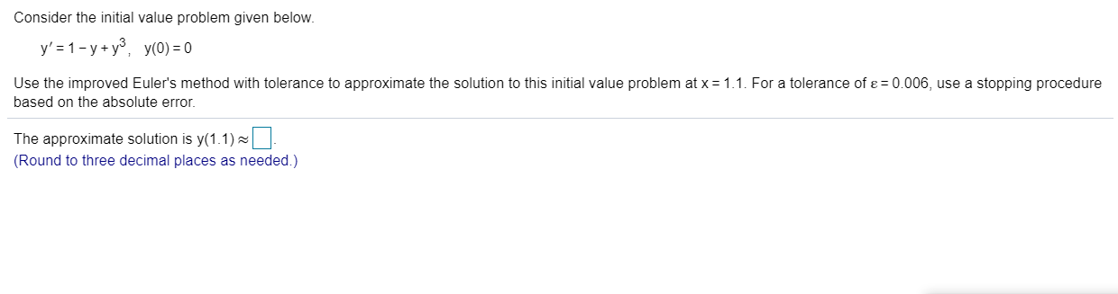 Solved Consider The Initial Value Problem Given Below Y Chegg