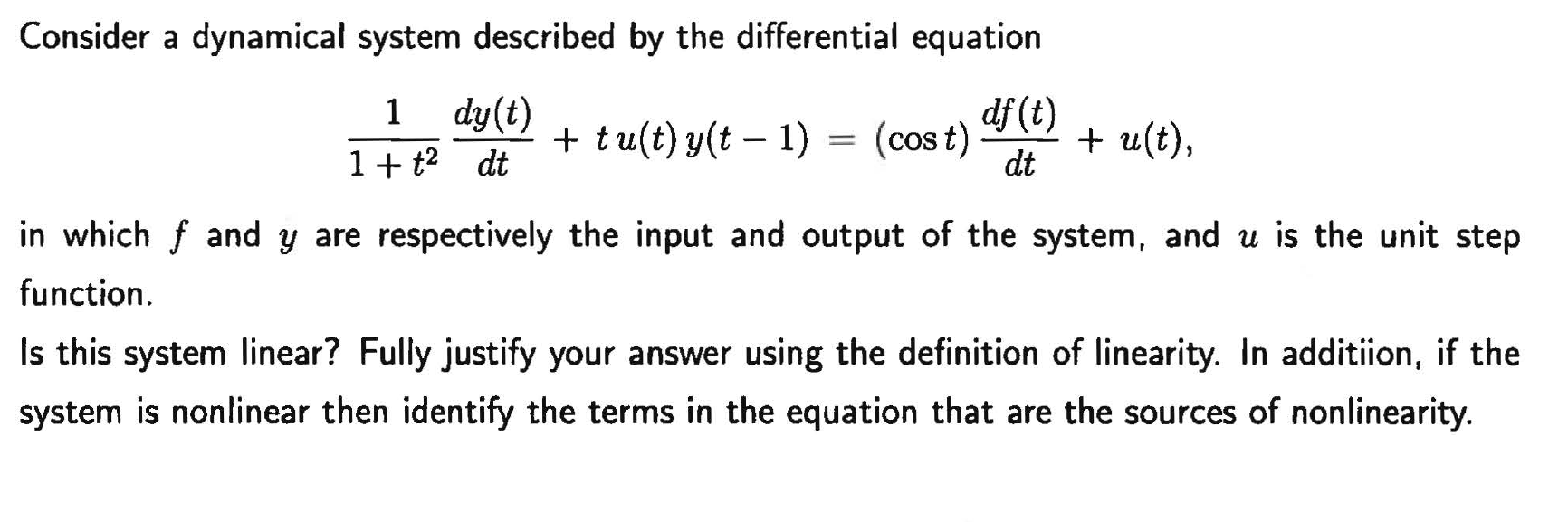 Solved Consider A Dynamical System Described By The Chegg