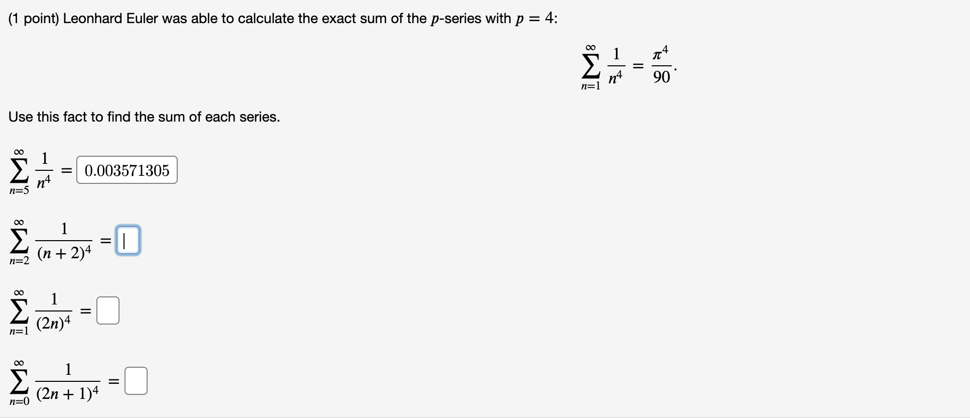 Solved 1 Point Leonhard Euler Was Able To Calculate The Chegg