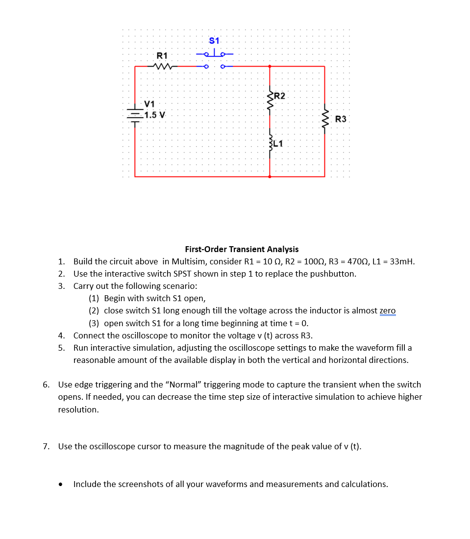 First Order Transient Analysis Build The Circuit Chegg