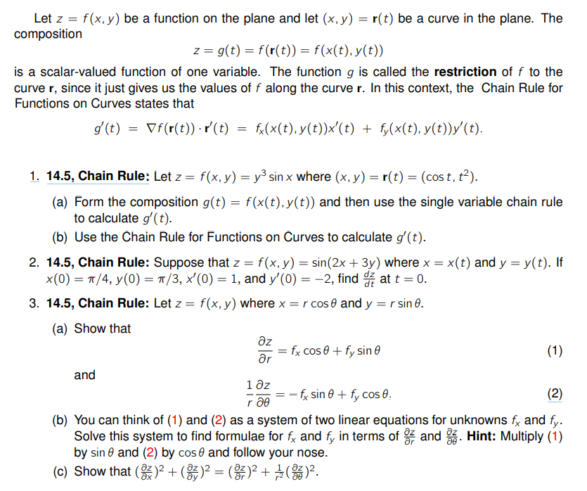 Solved Let Z F X Y Be A Function On The Plane And Let Chegg