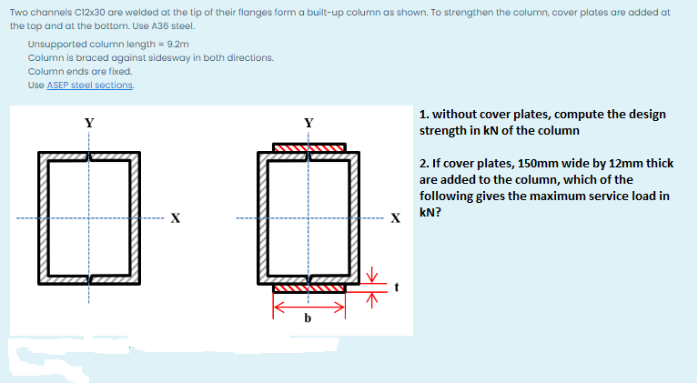 Solved Two Channels C12x30 Are Welded At The Tip Of Their Chegg