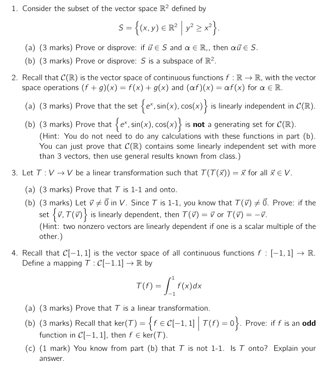 Solved Consider The Subset Of The Vector Space R Defined Chegg