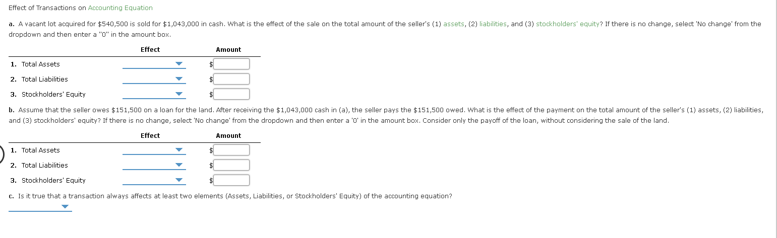 Solved Effect Of Transactions On Accounting Equation A A Chegg