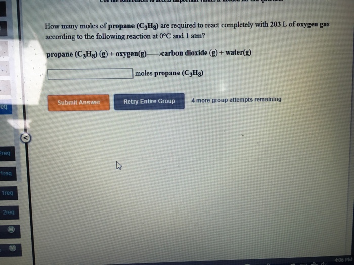 Solved How Many Moles Of Propane C3Hg Are Required To Chegg