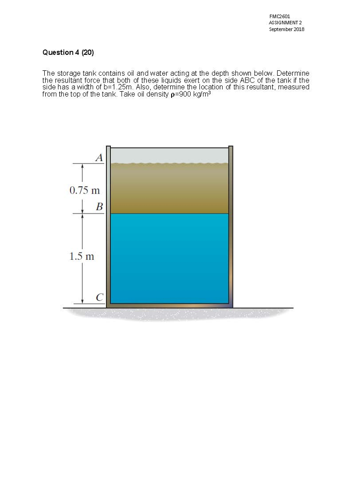 Solved The Storage Tank Contains Oil And Water Acting At The Chegg