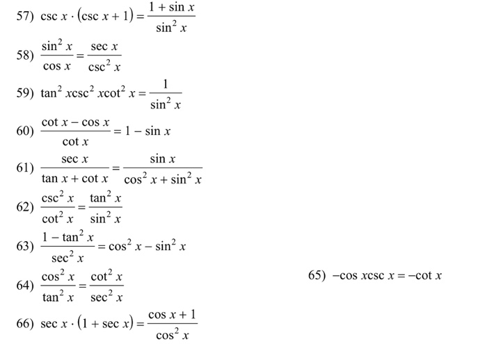 Solved Sin X Csc X Csc X Sinx Inx Secx Cos Chegg