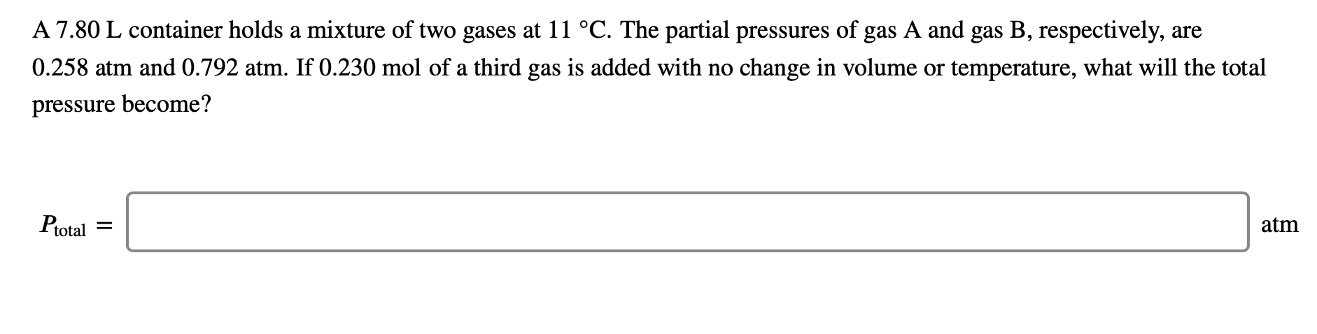 Solved A L Container Holds A Mixture Of Two Gases At Chegg