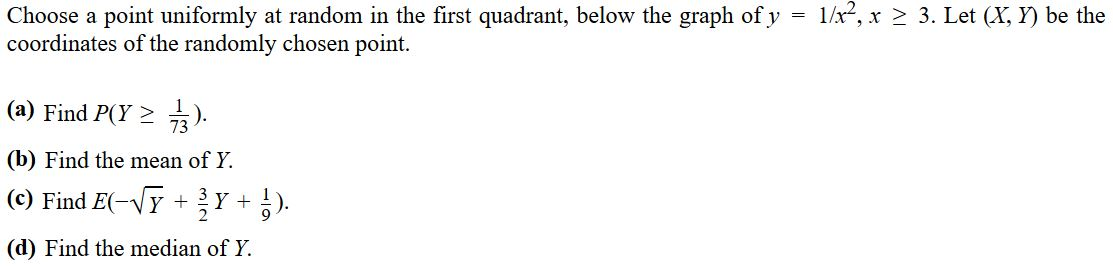 Solved Choose A Point Uniformly At Random In The First Chegg