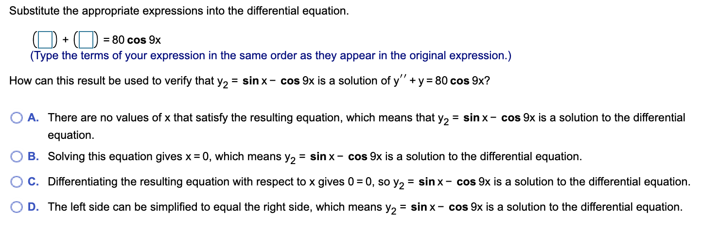 Solved Verify By Substitution That The Given Functions Are Chegg