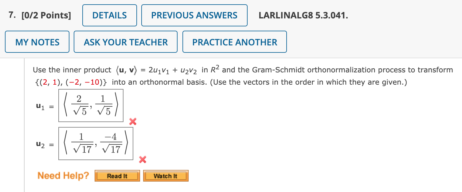 Solved Points Details Previous Answers Larlinalg Chegg