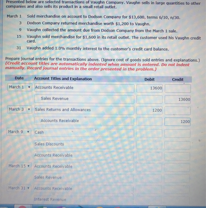 Solved Presented Below Are Selected Transactions Of Vaughn Chegg