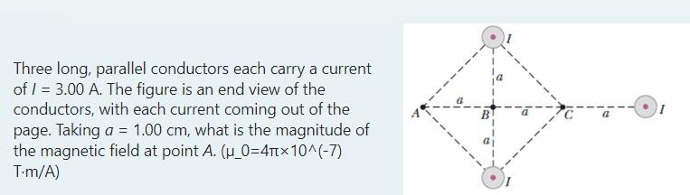 Solved Three Long Parallel Conductors Each Carry A Current Chegg