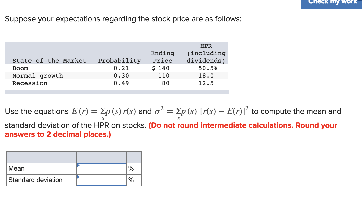 Solved Check My Work Suppose Your Expectations Regarding The Chegg