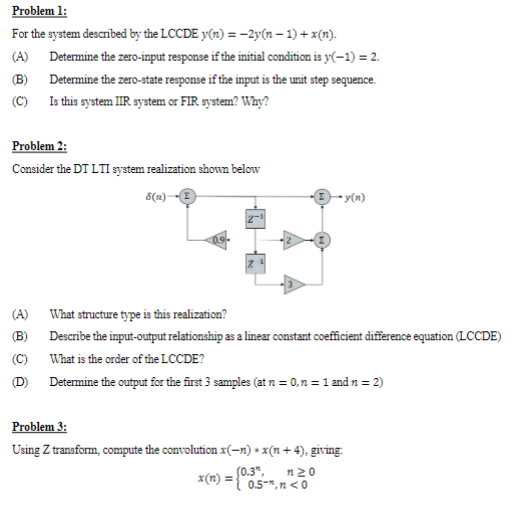 Solved Problem 1 For The System Described By The LCCDE Y N Chegg