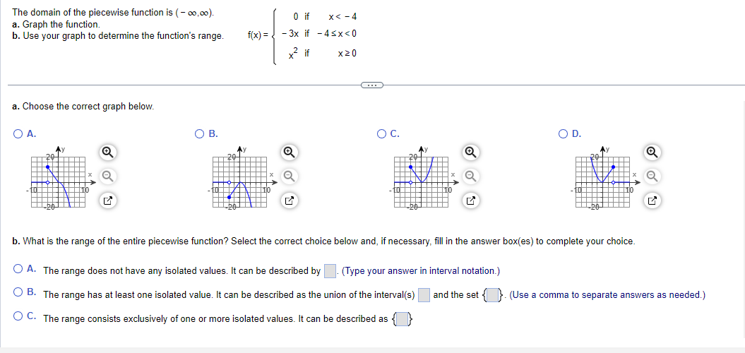 Solved The Domain Of The Piecewise Function Is A Chegg