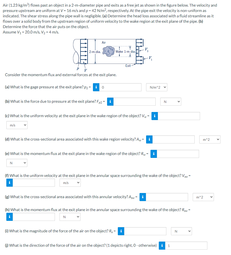 Solved Air 1 23 Kg M3 Flows Past An Object In A 2 Chegg