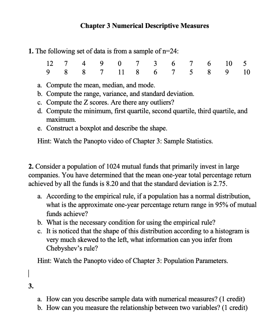 Solved Chapter 3 Numerical Descriptive Measures 1 The Chegg