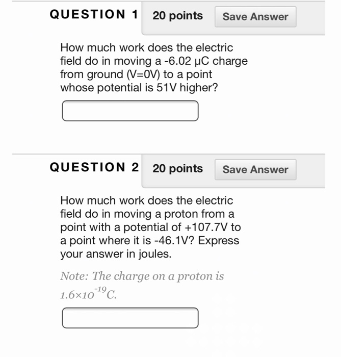 Solved How Much Work Does The Electric Field Do In Moving A Chegg