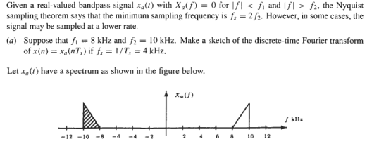 Solved Given A Real Valued Bandpass Signal Xa T With X F Chegg