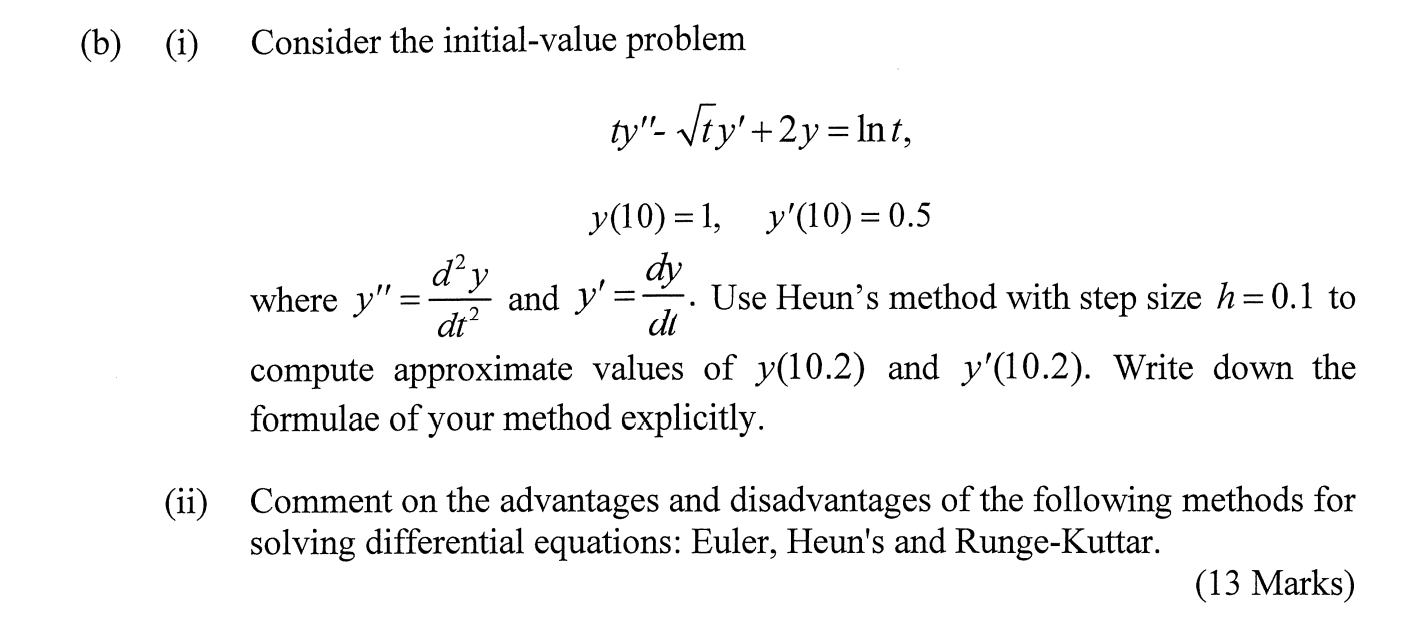 Solved Consider The Initial Value Problem Ty Ty Y Chegg