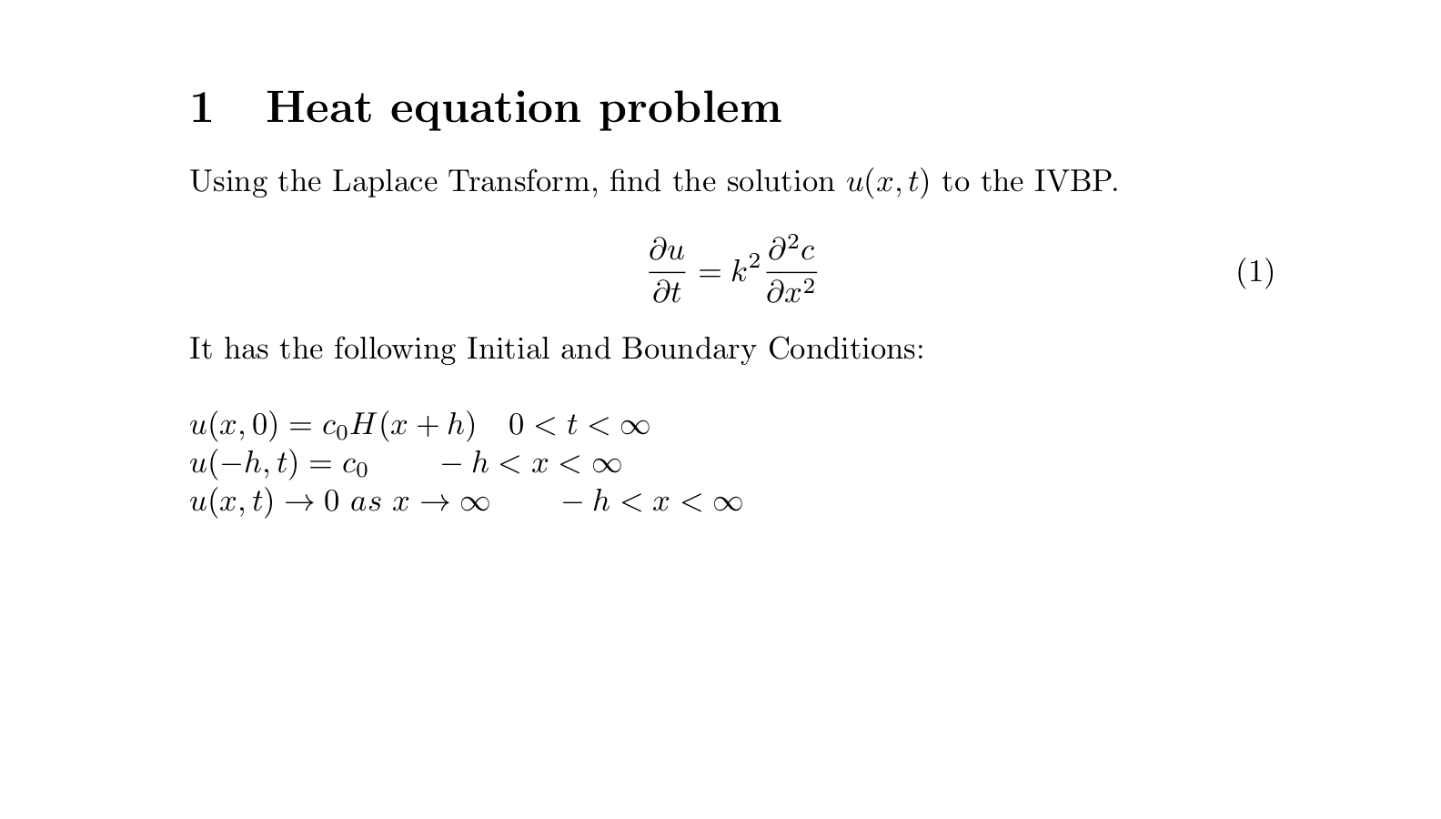 Solved 1 Heat Equation Problem Using The Laplace Transform Chegg