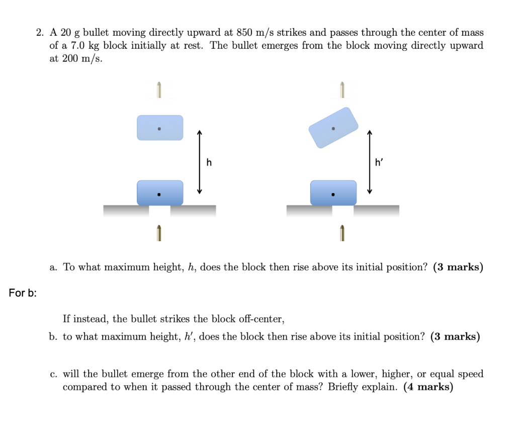 Solved A G Bullet Moving Directly Upward At M S Chegg