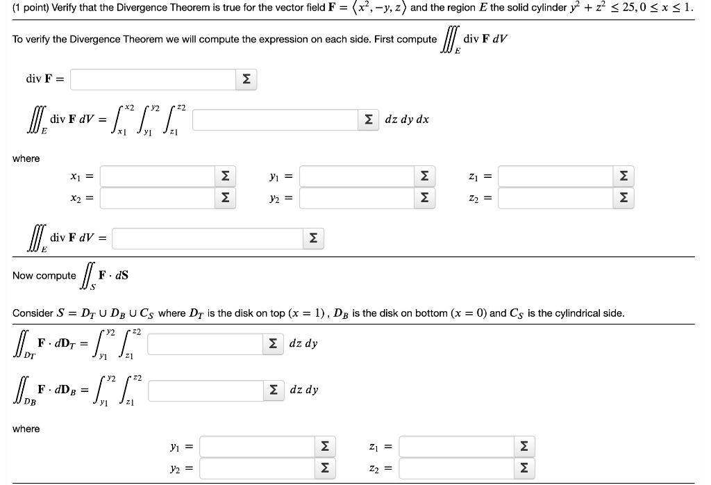 Solved 1 Point Verify That The Divergence Theorem Is True Chegg