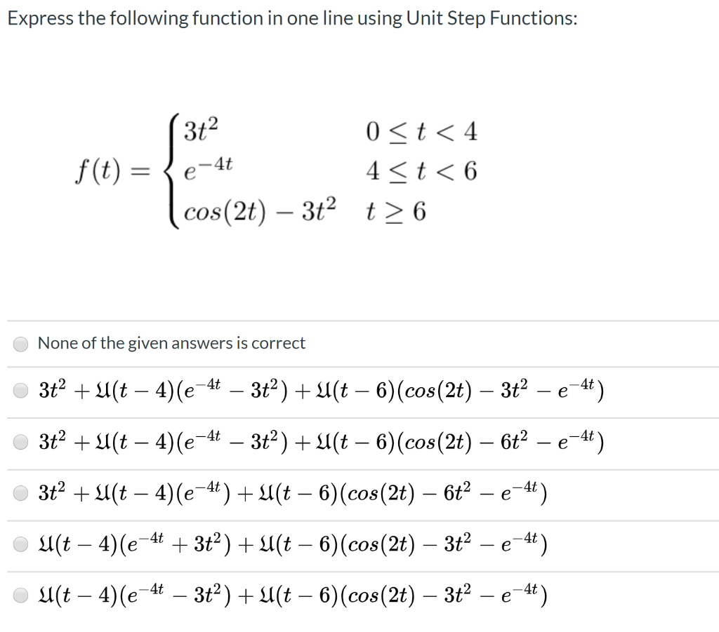 Solved Express The Following Function In One Line Using Unit Chegg