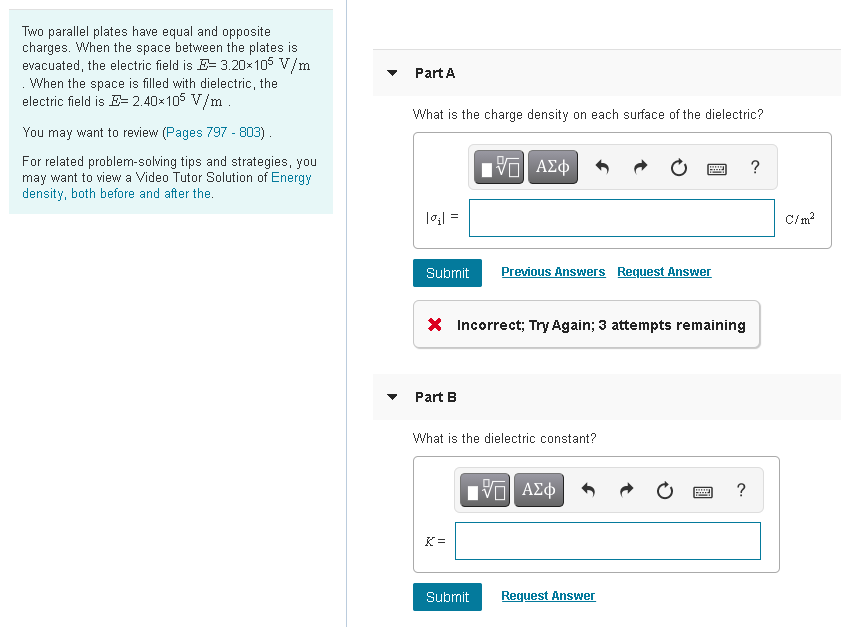 Solved Part A Two Parallel Plates Have Equal And Opposite Chegg