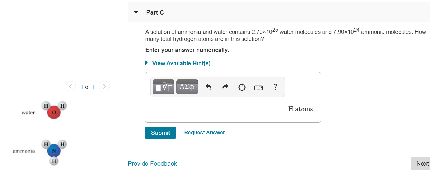 Solved Part C A Solution Of Ammonia And Water Contains Chegg