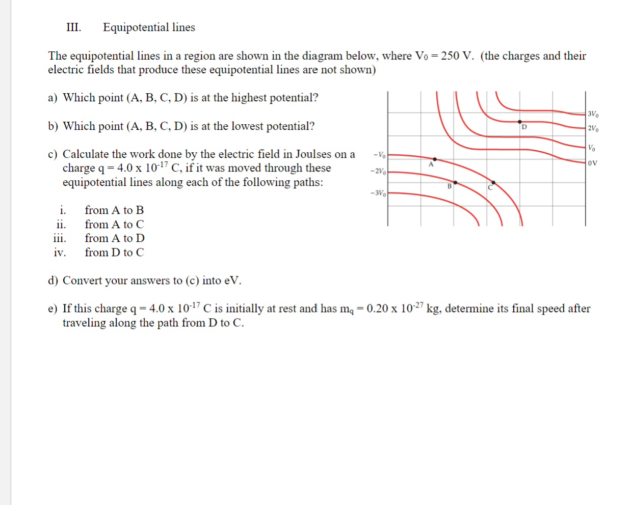 Solved The Equipotential Lines In A Region Are Shown In The Chegg