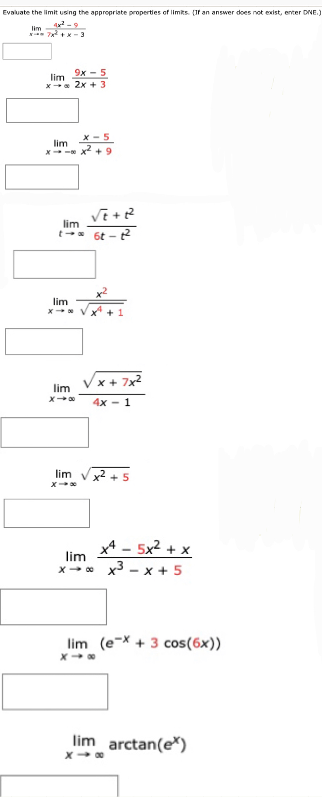 Solved Evaluate The Limit Using The Appropriate Properties Chegg