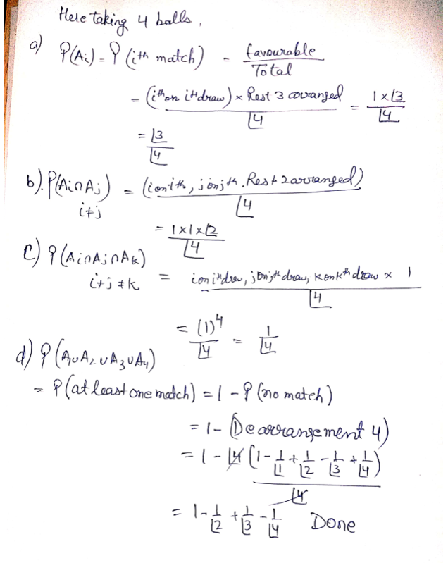 Solved An Urn Contains Four Balls Numbered 1 Through 4 The Chegg