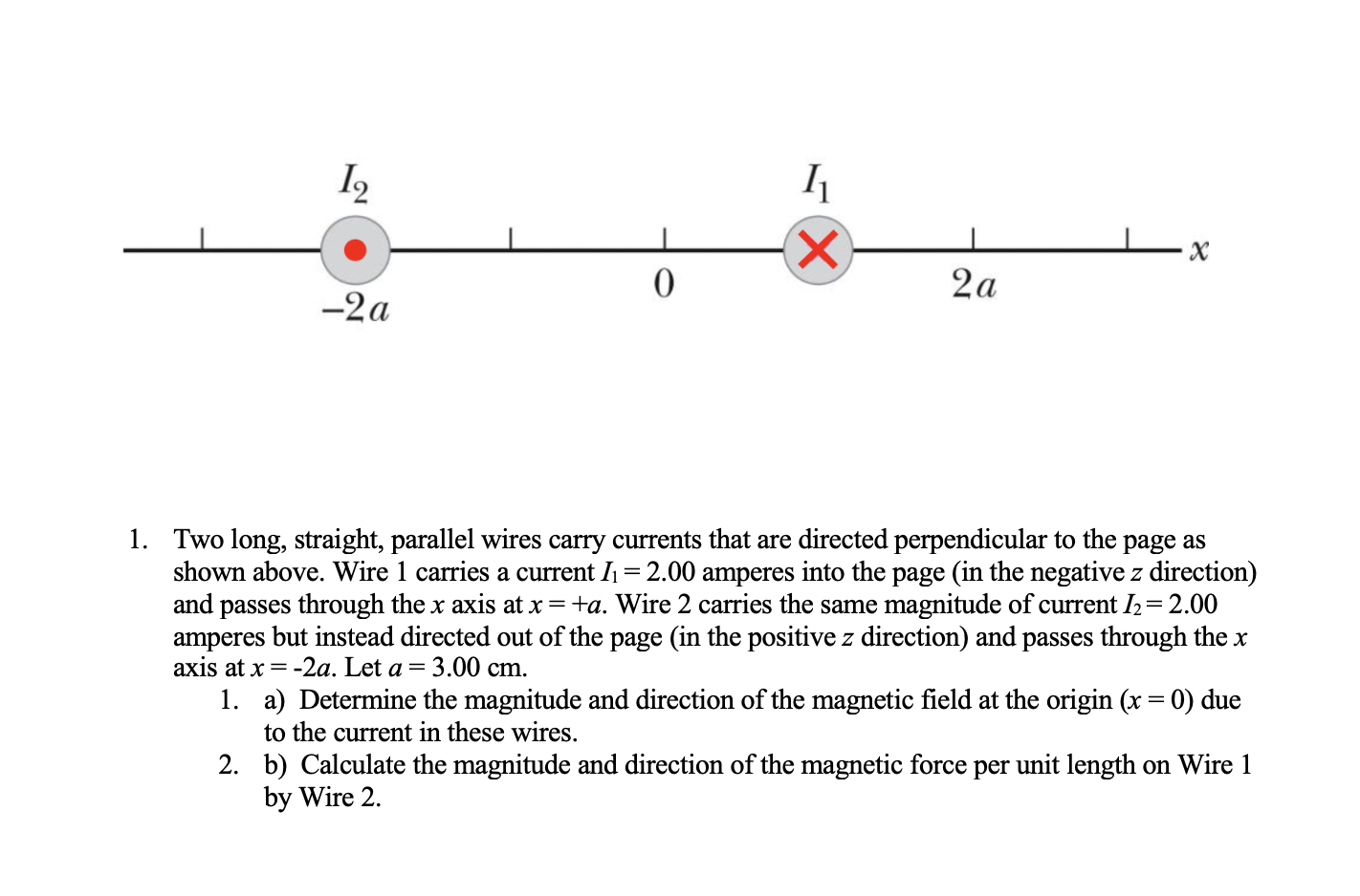 Solved A Two Long Straight Parallel Wires Carry Chegg