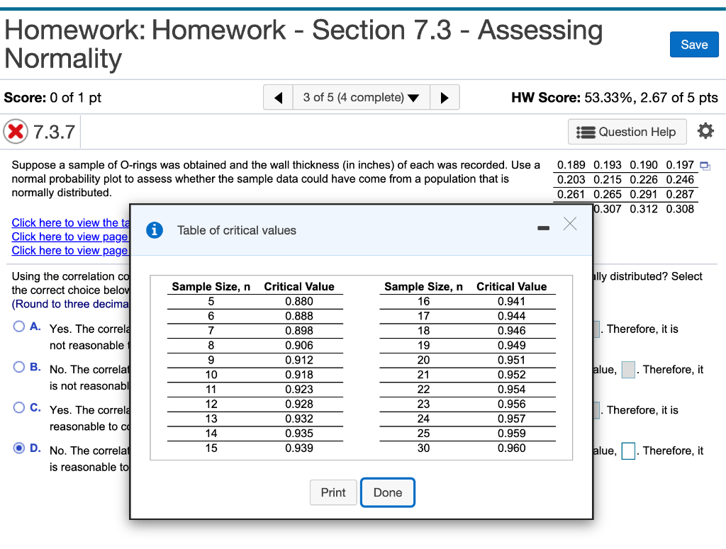 Solved Homework Homework Section 7 3 Assessing Chegg